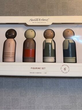 Hearth & Hand Painted Wooden Figurine Set in Pink, Green, Red and Brown